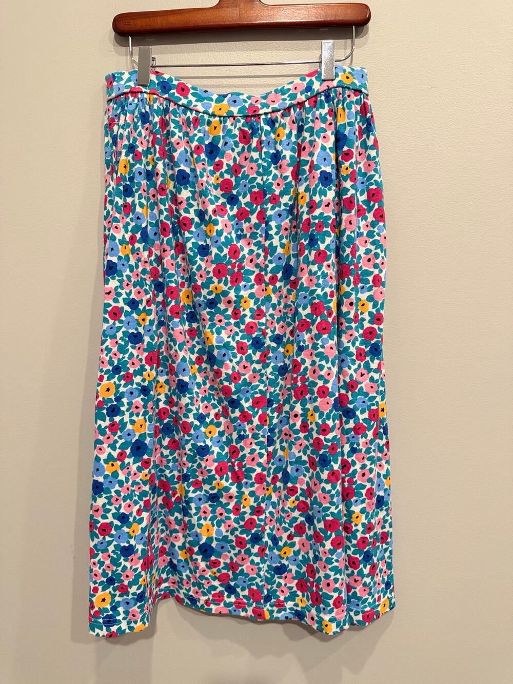 VTG Koret California Colorful Floral Midi Skirt Small Made in USA Cotton Blend